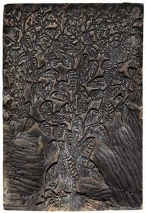 woodblock showing flowering plant