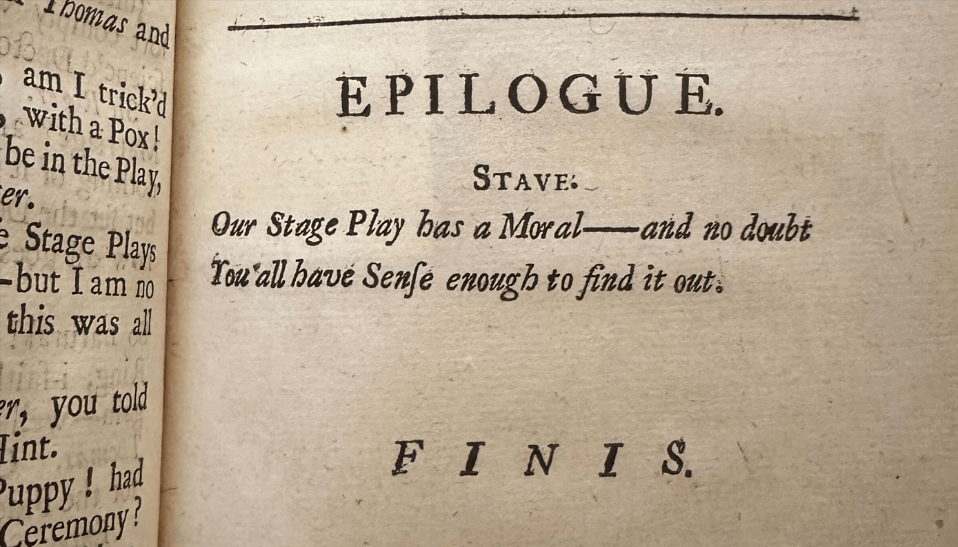 Printed text under the heading Epilogue that reads 