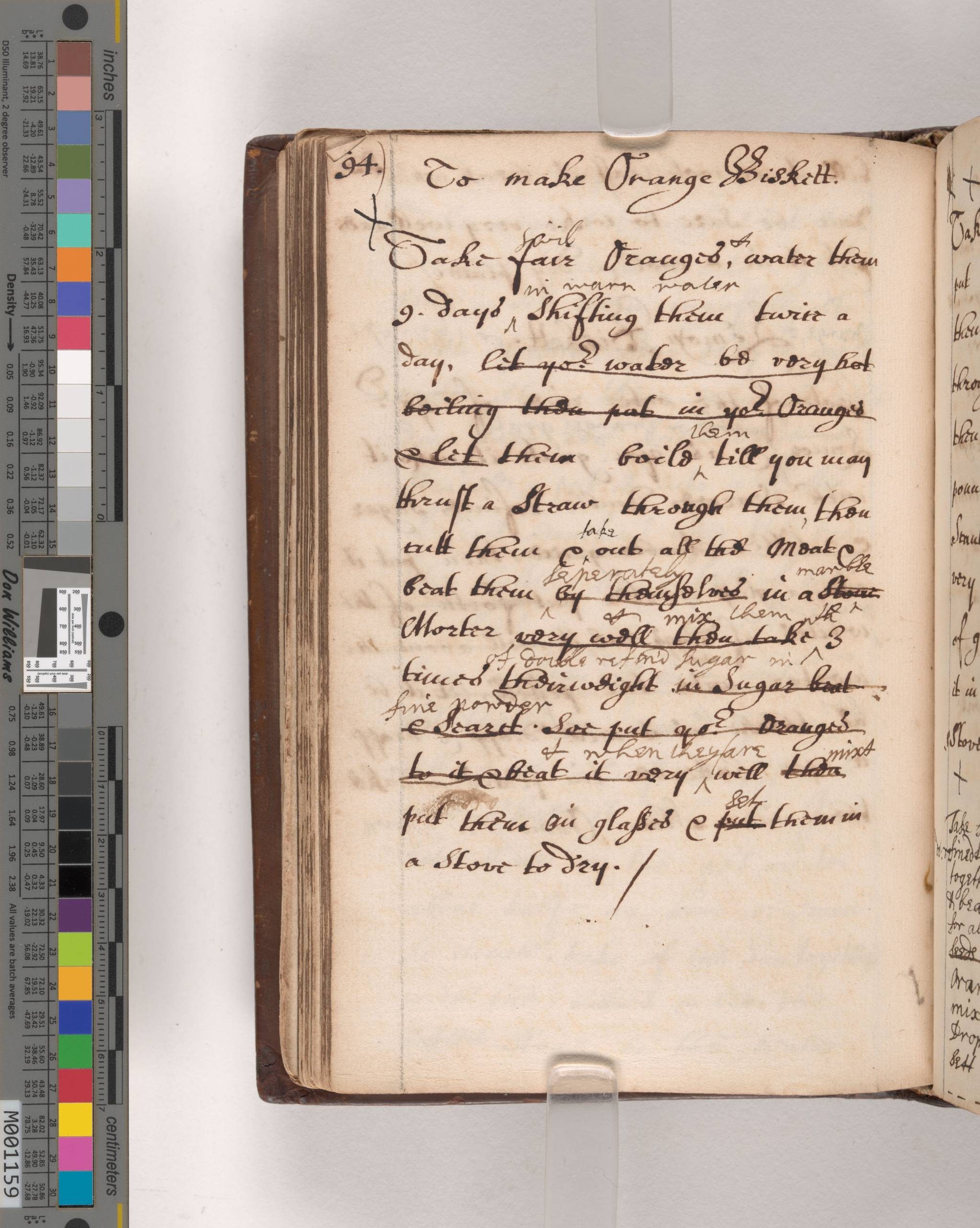 A page of a manuscript book with cross-outs and notes.