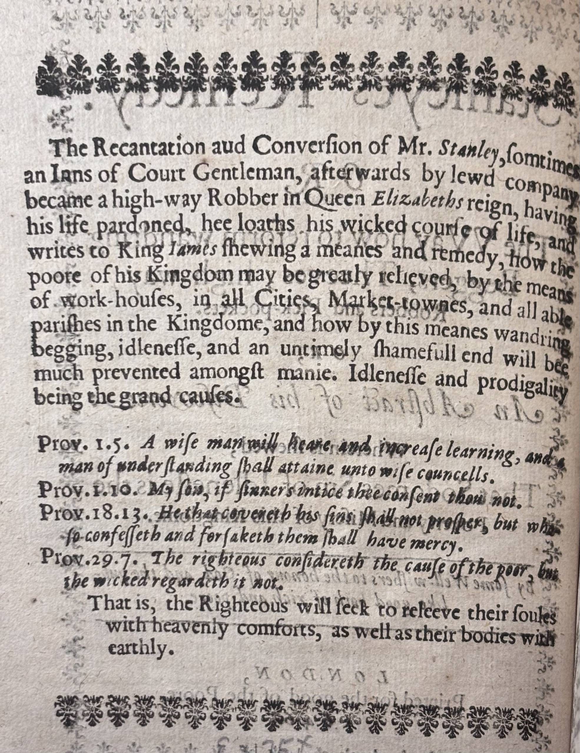A printed page of text with a simple decorative border at the top and the bottom of the page
