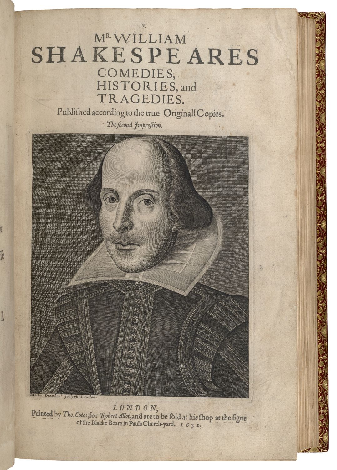 A title page of a book with a portrait of William Shakespeare.