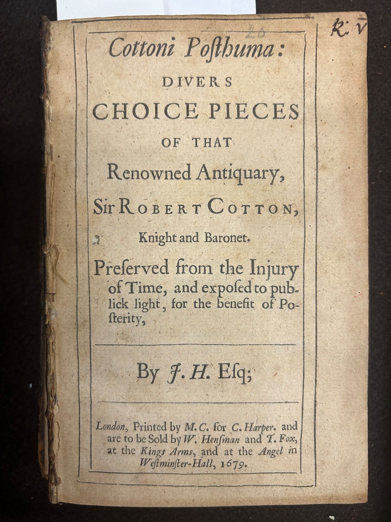 A simple printed title page